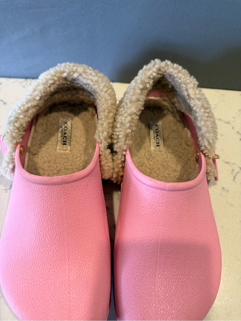 Coach Pink Slip-On Shearling-Trim Clogs - Picture 16 of 16